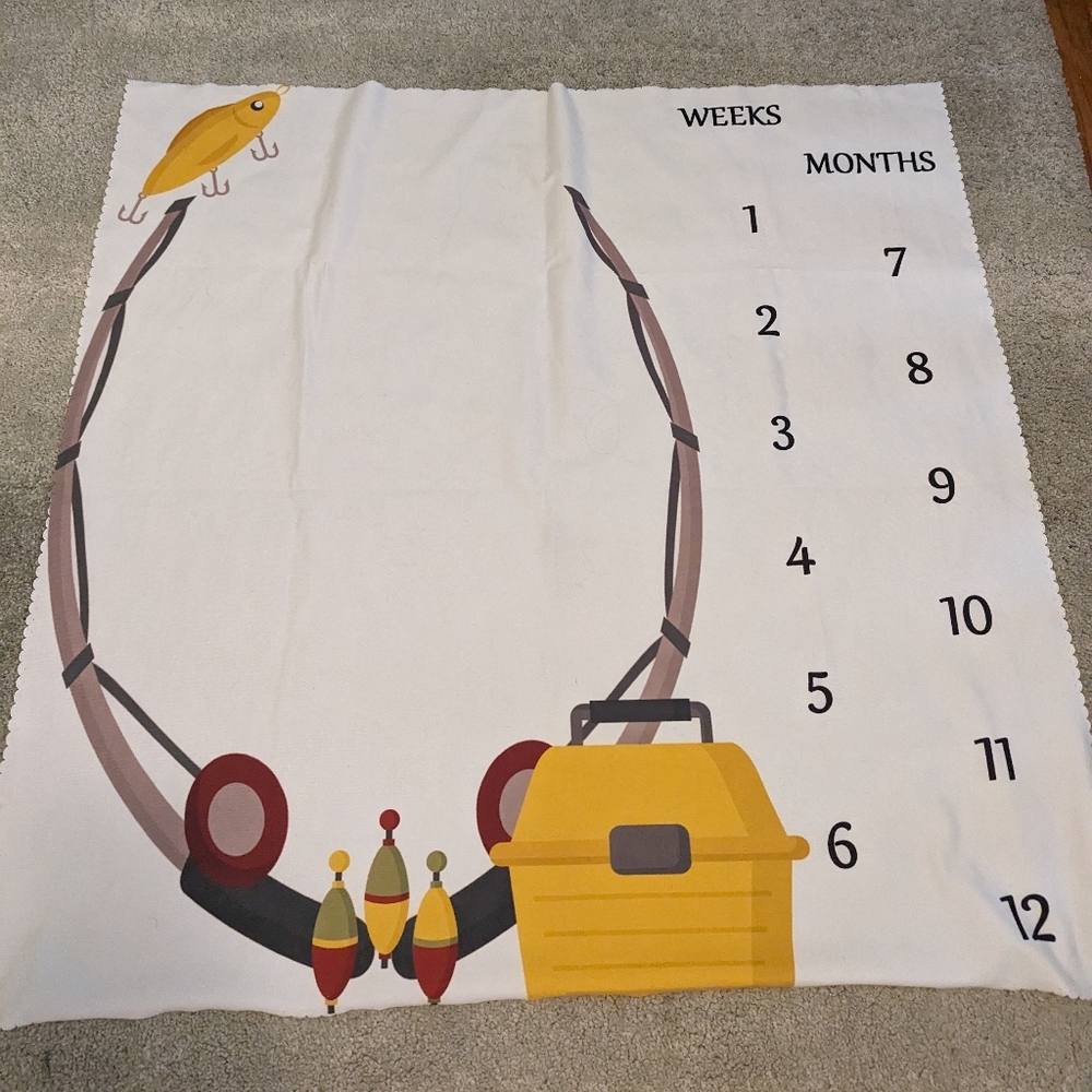 Monthly Milestone Baby Blanket fishing